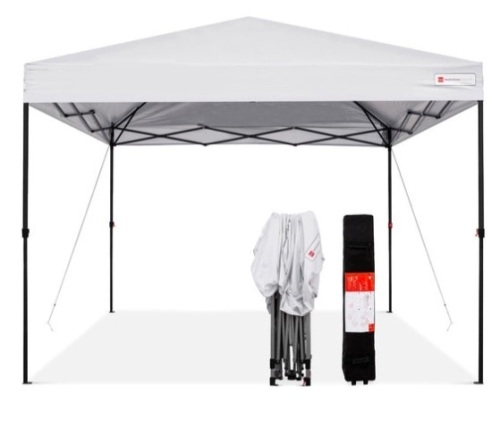 One-Person Setup Instant Pop Up Canopy w/ Wheeled Bag - 10x10ft, White - Lot 111