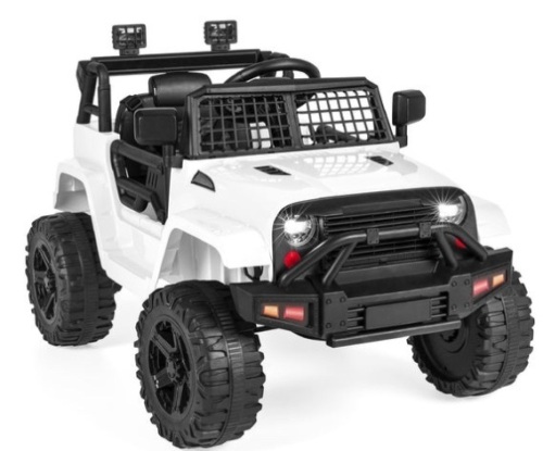 12V Kids Ride-On Truck Car w/ Parent Remote Control, Spring Suspension, White - Lot 137