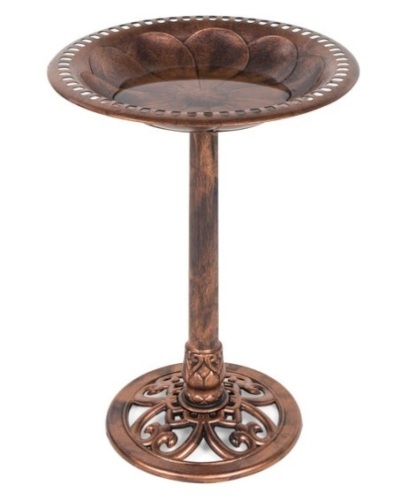 Vintage Outdoor Garden Bird Bath w/ Fleur-de-Lis Accents, Copper - Lot 151