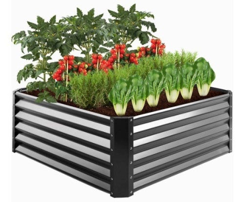Outdoor Metal Raised Garden Bed for Vegetables, Flowers, Herbs - 4x4x1.5ft - Lot 160