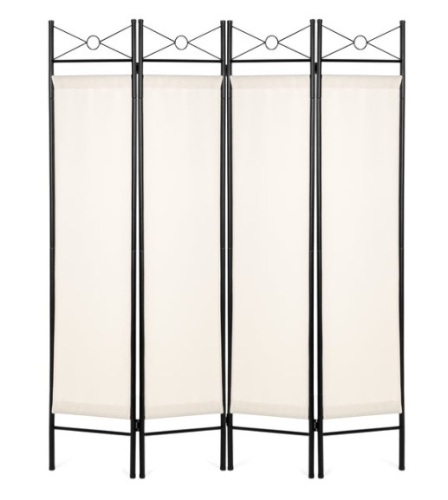 4-Panel Folding Privacy Screen Room Divider Decoration Accent, 6ft, White - Lot 178