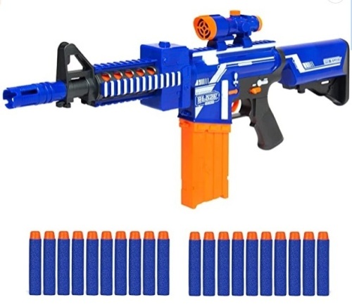 Best Choice Products Kids Motorized Foam Dart Blaster, Toy Combat Battle Set w/ Electric Motor, High-Capacity Drum, 20 Soft Darts, Long Distance Shooting - Multicolor - Lot 185