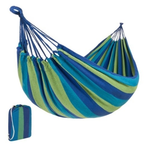 2-Person Brazilian-Style Double Hammock w/ Portable Carrying Bag, Blue - Lot 190