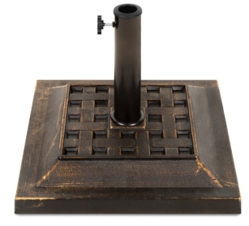 26lb Steel Square Patio Umbrella Base Stand, Basketweave Pattern - Lot 199