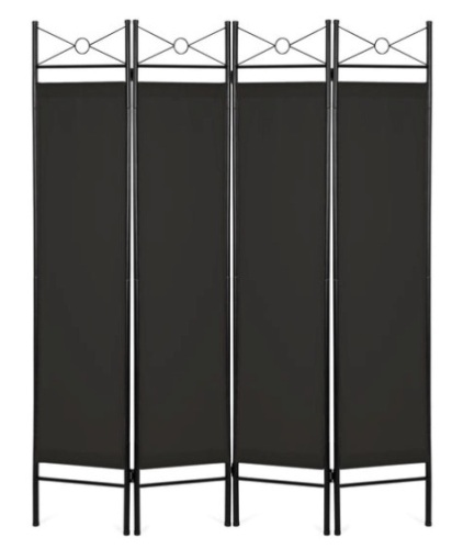 4-Panel Folding Privacy Screen Room Divider Decoration Accent, 6ft, Black - Lot 216