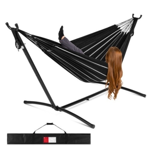 2-Person Brazilian-Style Double Hammock w/ Carrying Bag and Steel Stand, Onyx - Lot 217