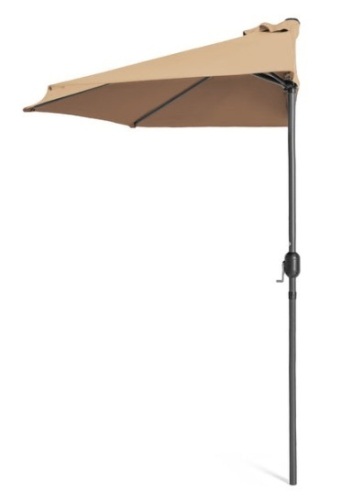 Half Patio Umbrella w/ 5 Ribs, Crank - 9ft, Tan - Lot 227
