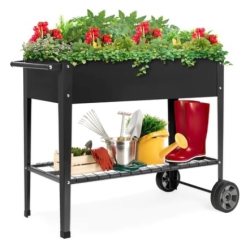 Elevated Metal Garden Bed for Backyard w/ Wheels, Shelf, Appears New  - Lot 39