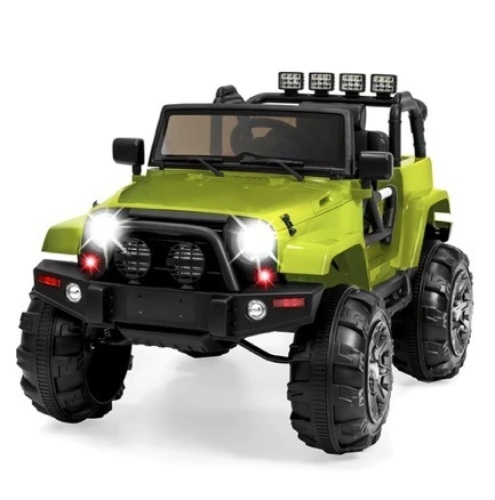 12V Kids Ride-On Truck Car Toy w/ 3 Speeds, LED, Remote, Bluetooth, Green, Appears New - Lot 47