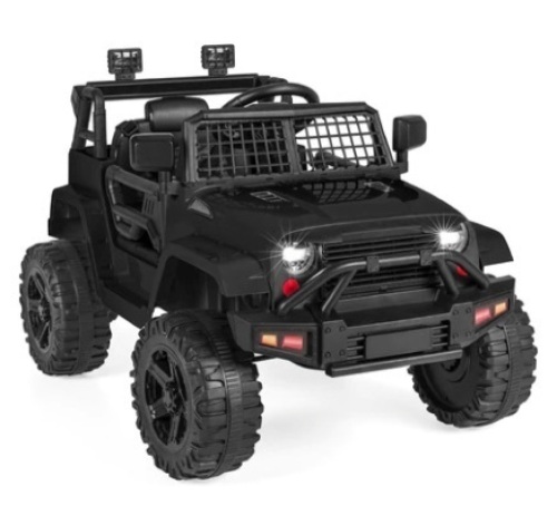 12V Kids Ride-On Truck Car w/ Parent Remote Control, Spring Suspension, Black, Appears New - Lot 72