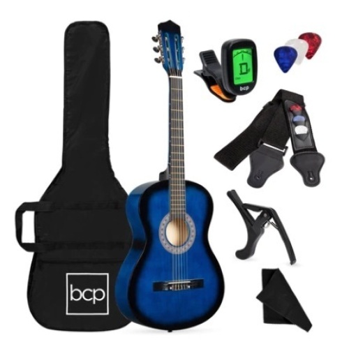 Beginner Acoustic Guitar Set w/ Case, Strap, Digital Tuner, Strings - 38in, Appears New  - Lot 83