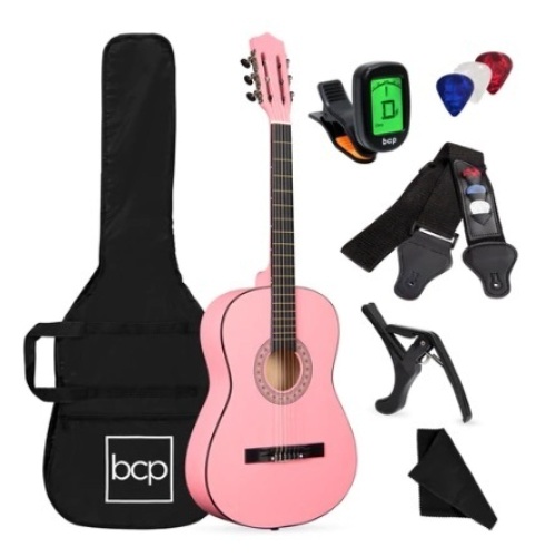 Beginner Acoustic Guitar Set w/ Case, Strap, Digital Tuner, Strings - 38in, Appears New  - Lot 84