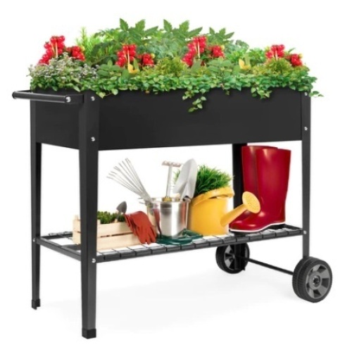 Elevated Metal Garden Bed for Backyard w/ Wheels, Shelf, Appears New  - Lot 85