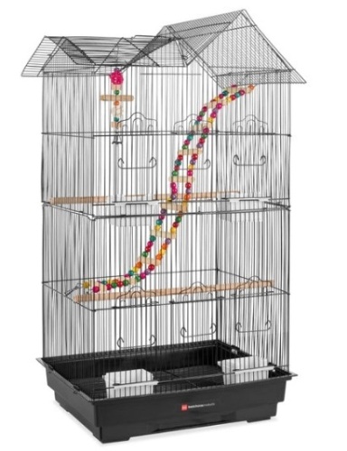 Indoor Outdoor Iron Birdcage w/ Removable Tray, 4 Feeders, 2 Toys - 36in - Lot 234