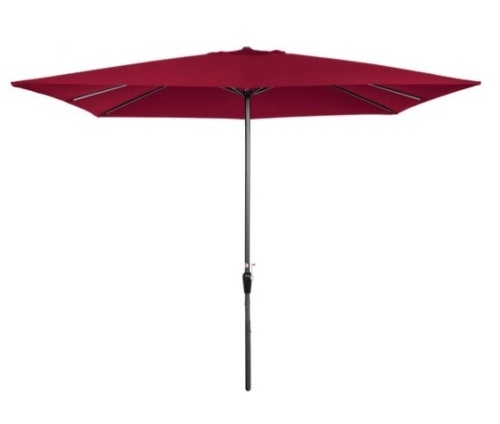 Rectangular Patio Umbrella w/ Easy Crank, UV-Resistant Fabric - 8x11ft, Burgundy - Lot 235