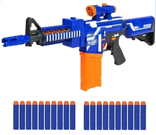 Best Choice Products Kids Motorized Foam Dart Blaster, Toy Combat Battle Set w/ Electric Motor, High-Capacity Drum, 20 Soft Darts, Long Distance Shooting - Multicolor - Lot 239