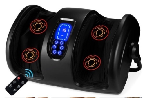 Reflexology Shiatsu Foot Massager w/ High-Intensity Rollers, Remote Control, Satin Black - Lot 264