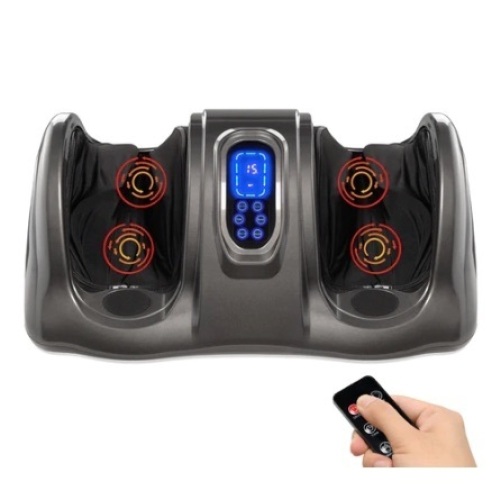 Therapeutic Foot Massager w/ High Intensity Rollers, Remote, 3 Modes, Gray - Lot 362