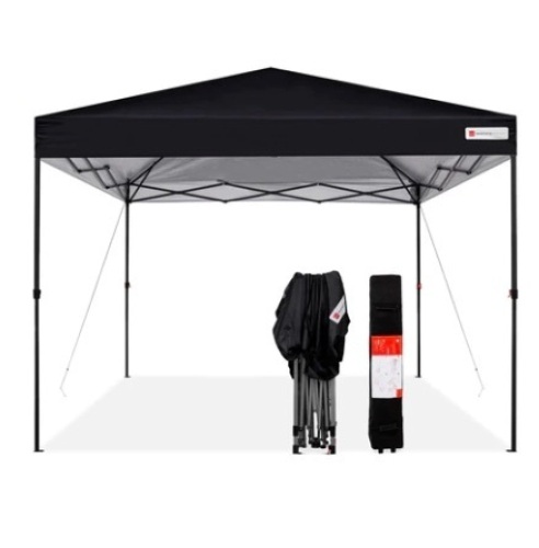 One-Person Setup Instant Pop Up Canopy w/ Wheeled Bag, 10x10ft, Black - Lot 370
