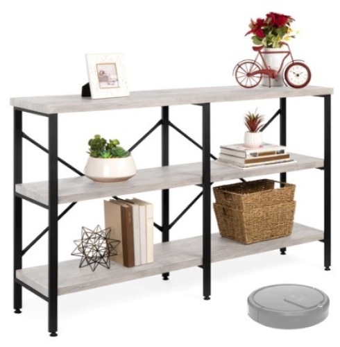 3-Tier Industrial Hallway Console Table for Living Room, Entry Way - 55in, Gray - Lot 395