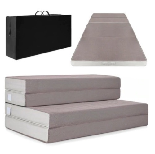 Folding Portable Mattress Topper w/ Plush Foam - 4in, Twin - Lot 405