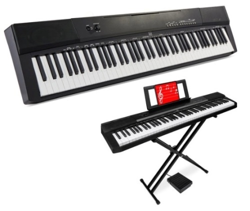 88-Key Digital Piano Set w/ Semi-Weighted Keys, Stand, Sustain Pedal - Lot 294