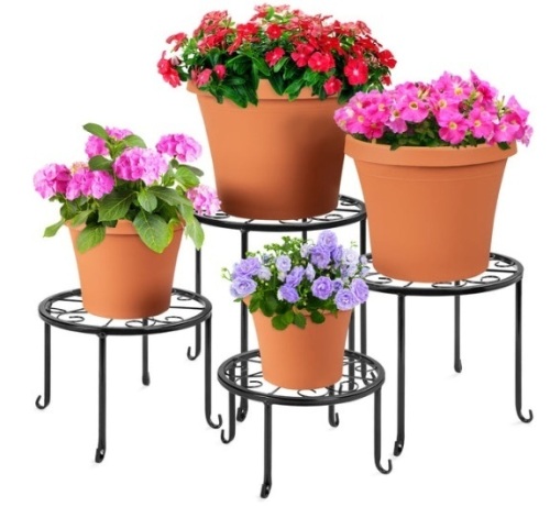 Set of 4 Indoor Outdoor Metal Nesting Plant Stands, Flowerpot Holders - Lot 317