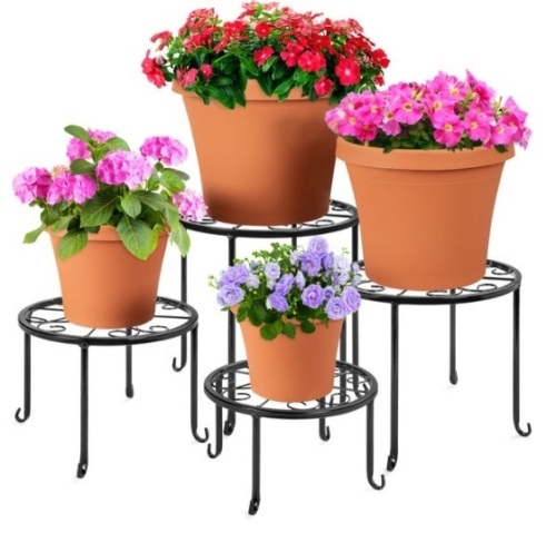 Set of 4 Indoor Outdoor Metal Nesting Plant Stands, Flowerpot Holders - Lot 318