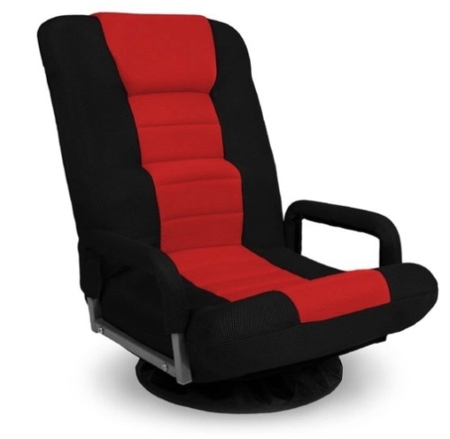 Gaming Floor Chair w/ 360-Degree Swivel, Armrest, Adjustable Backrest, Black/Red - Lot 321