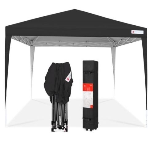 Outdoor Portable Pop Up Canopy Tent w/ Carrying Case, 10x10ft, Black - Lot 333