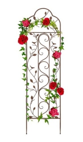 Iron Arched Garden Trellis Fence Panel w/ Branches, Birds - 60x15in - Lot 338
