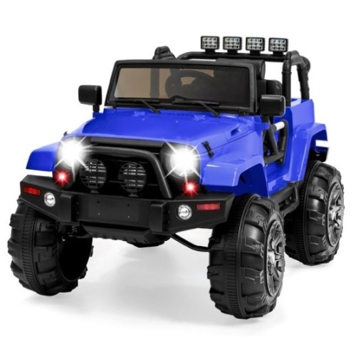 12V Kids Ride-On Truck Car Toy w/ 3 Speeds, LED, Remote, Bluetooth, Blue - Lot 341