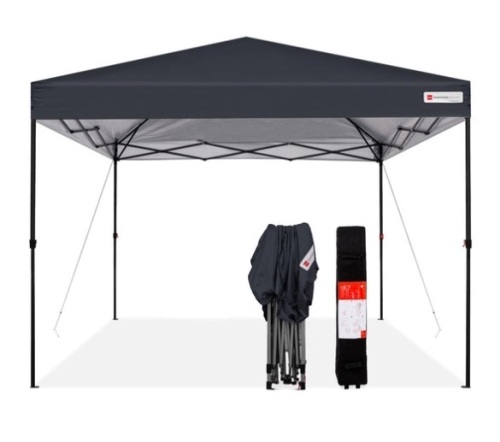 One-Person Setup Instant Pop Up Canopy w/ Wheeled Bag - 10x10ft, Gray - Lot 506