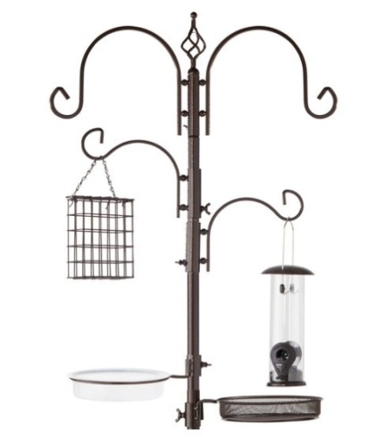 4-Hook Bird Feeding Station, Steel Feeder Stand w/ 2 Bird Feeders - 91in, Bronze - Lot 512