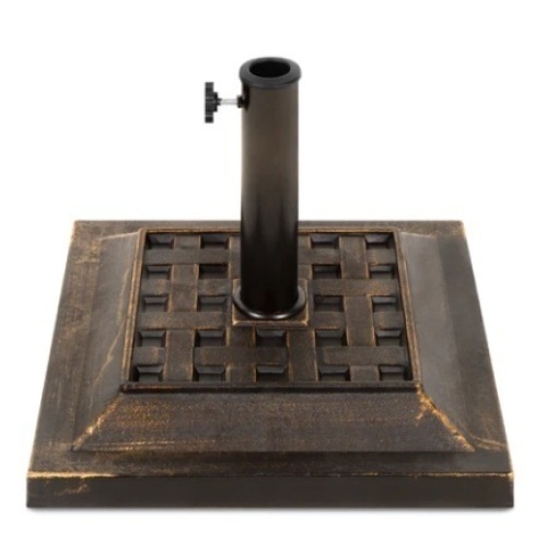 26lb Steel Square Patio Umbrella Base Stand, Basketweave Pattern, Appears New - Lot 434