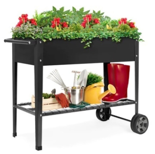 Elevated Metal Garden Bed for Backyard w/ Wheels, Shelf, Appears New - Lot 459
