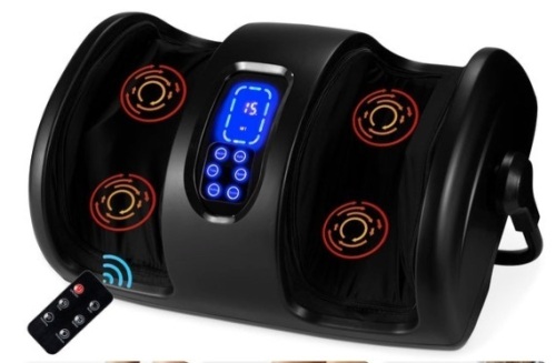 Reflexology Shiatsu Foot Massager w/ High-Intensity Rollers, Remote Control, Satin Black - Lot 463