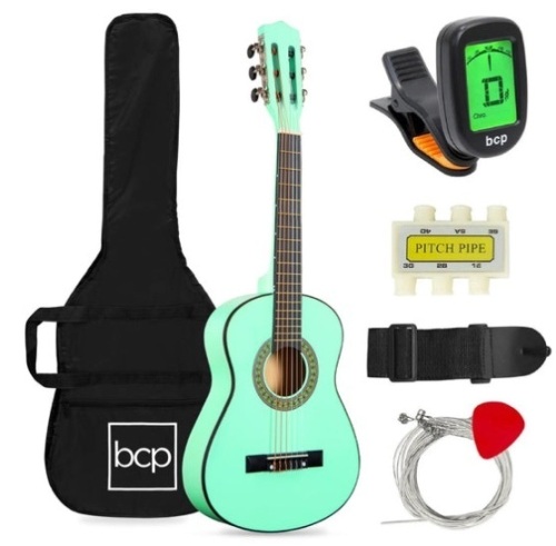Kids Acoustic Guitar Beginner Starter Kit with Carrying Case - 30in, SoCal Green - Lot 465