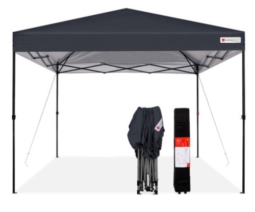 One-Person Setup Instant Pop Up Canopy w/ Wheeled Bag - 10x10ft, Gray - Lot 475