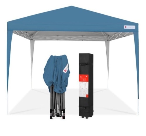 Outdoor Portable Pop Up Canopy Tent w/ Carrying Case, 10x10ft, Blue - Lot 476