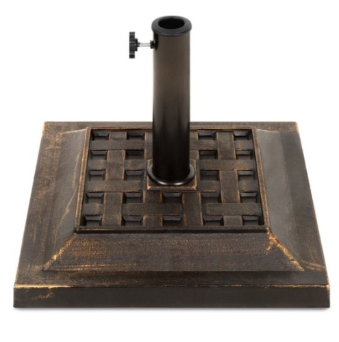 26lb Steel Square Patio Umbrella Base Stand, Basketweave Pattern - Lot 478