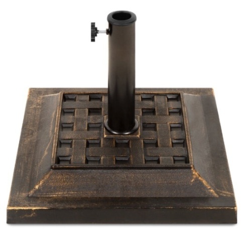 26lb Steel Square Patio Umbrella Base Stand, Basketweave Pattern - Lot 483