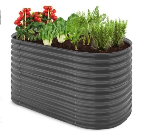 Raised Oval Garden Bed, Customizable Elevated Outdoor Metal Planter - 63in, Dark Gray - Lot 494