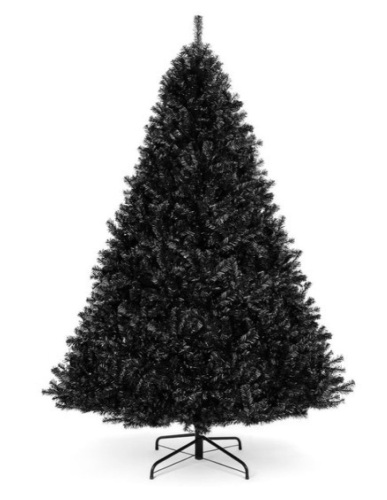 Black Artificial Christmas Tree w/ Easy Assembly, Foldable Metal Stand, 6ft - Lot 516