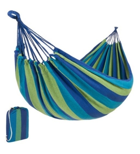 2-Person Brazilian-Style Double Hammock w/ Portable Carrying Bag, Blue - Lot 523