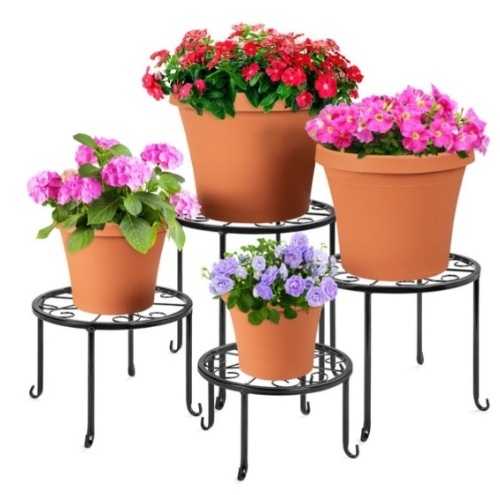 Set of 4 Indoor Outdoor Metal Nesting Plant Stands, Flowerpot Holders - Lot 532