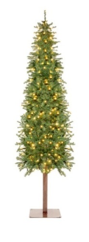 Pre-Lit Artificial Alpine Slim Pencil Christmas Tree w/ LED Lights, Stand, 6ft - Lot 550