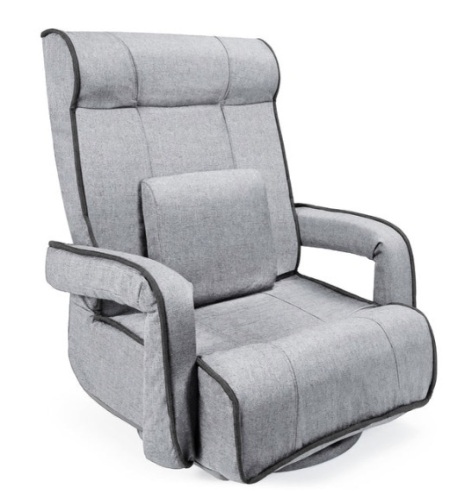 Oversized Swivel Gaming Floor Chair w/ Armrest, Adjustable Backrest, Light Gray - Lot 552