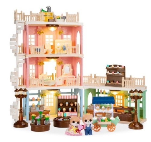 Deluxe Cottage Dollhouse Mansion Pretend Toy Playset w/ Tiny Critters - Lot 553