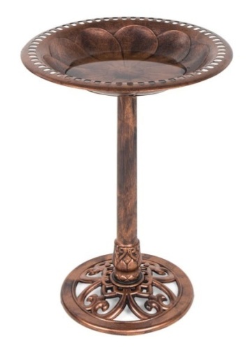 Vintage Outdoor Garden Bird Bath w/ Fleur-de-Lis Accents, Copper - Lot 560
